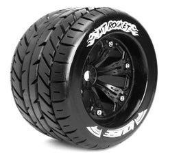 Louise 1:8 3.8 Inch Monster Tire MT-Rocket Mounted On Black Wheel - 1:2 Offset - Sport (2)
