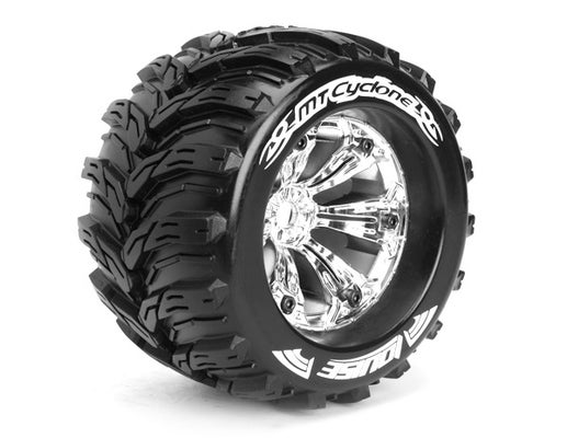 Louise 1:8 3.8 Inch Monster Tire MT-Cyclone Mounted On Chrome Wheel - 1:2 Offset - Sport (2)